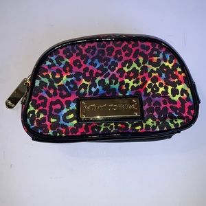 Betsy Johnson Leopard Rainbow Print Makeup Accessories Bag